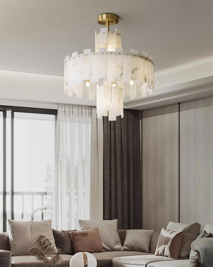 Regina Alabaster Chandelier - Elegant Design with Adjustable Height &