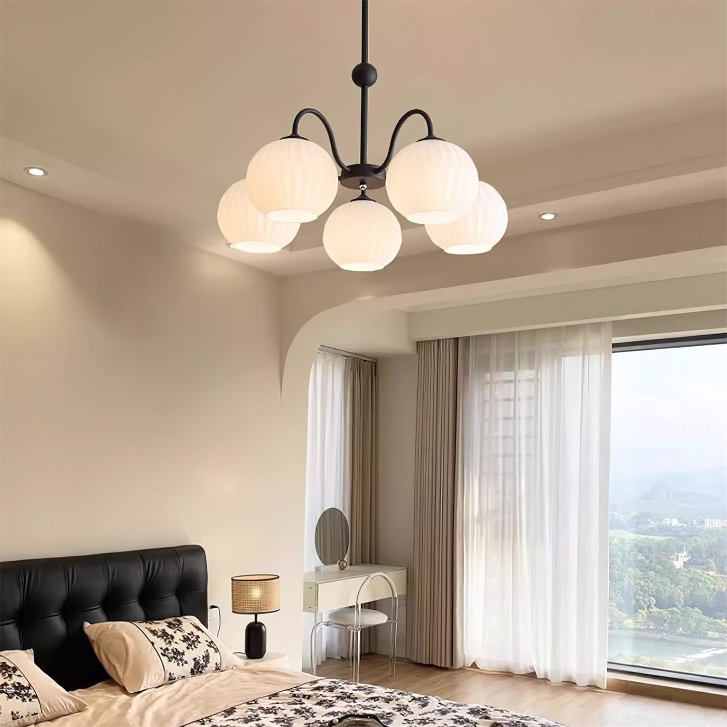 Renee Chandelier - Elegant Crystal Design, Adjustable Height & Dimmabl