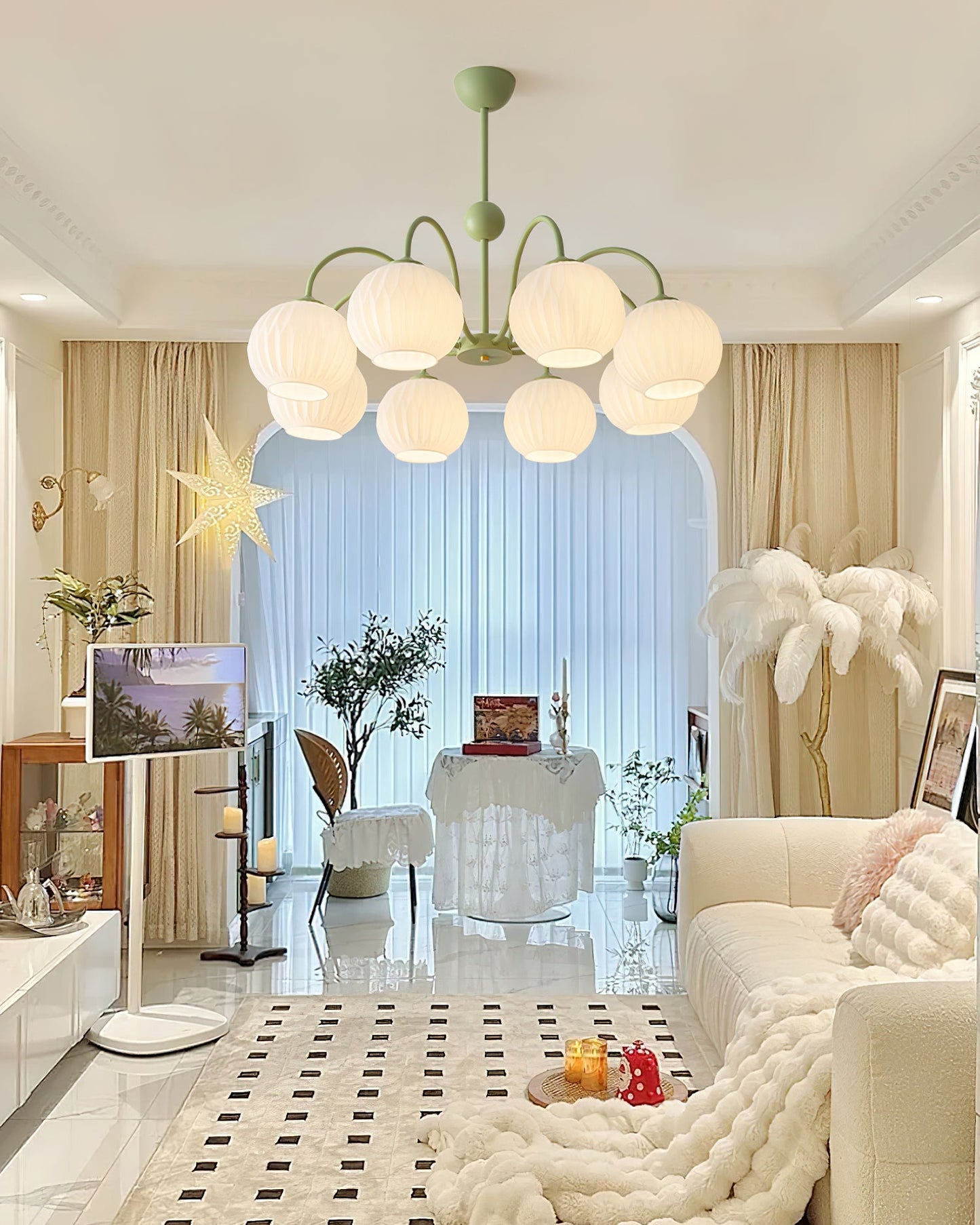 Renee Chandelier - Elegant Crystal Design, Adjustable Height & Dimmabl