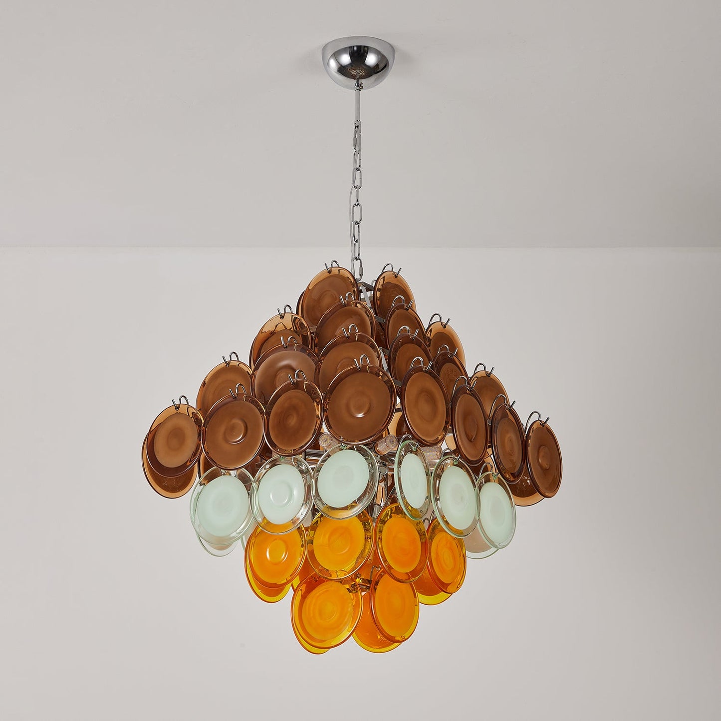 Elegant Retro Glass Disc Chandelier with Adjustable Height & LED Compa