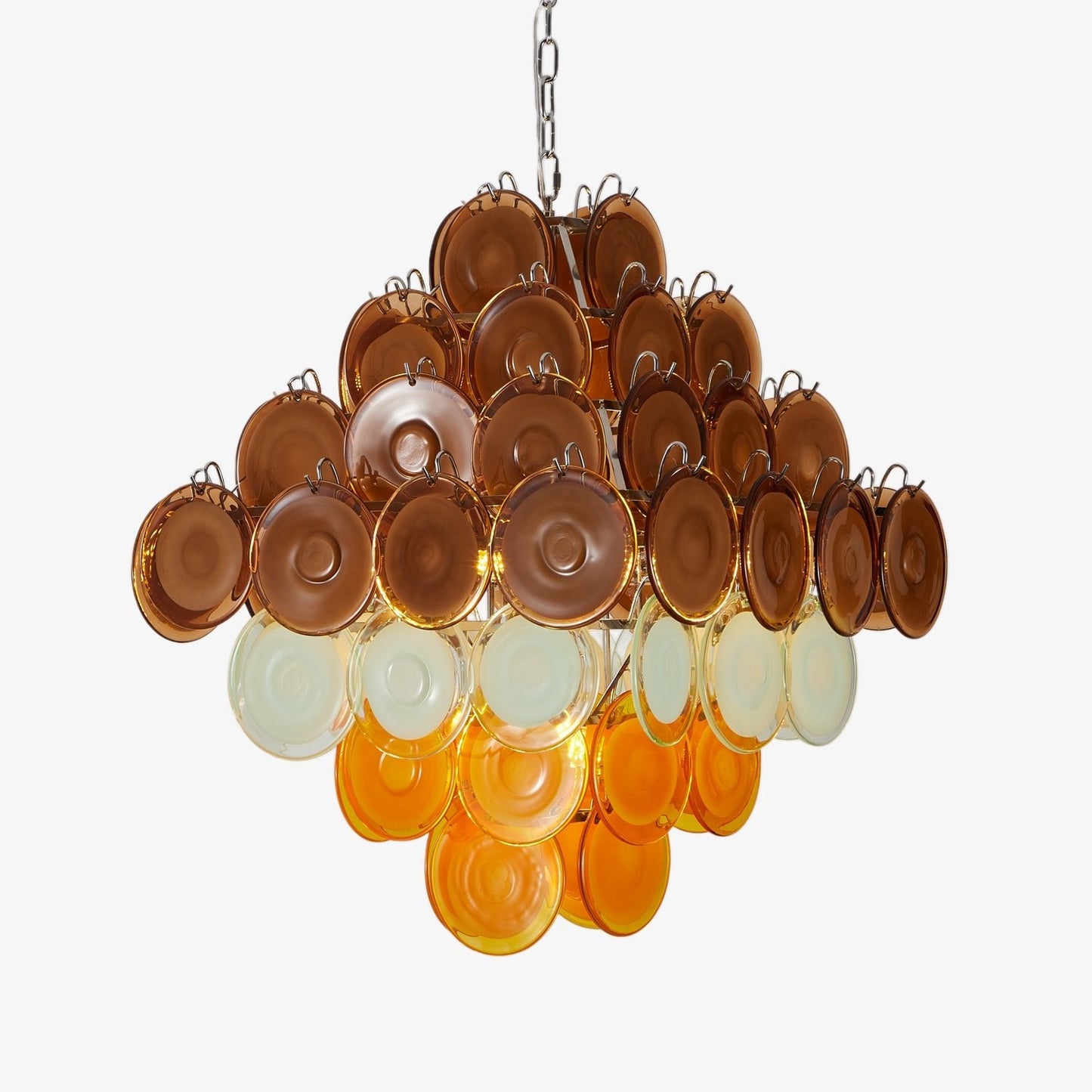 Elegant Retro Glass Disc Chandelier with Adjustable Height & LED Compa