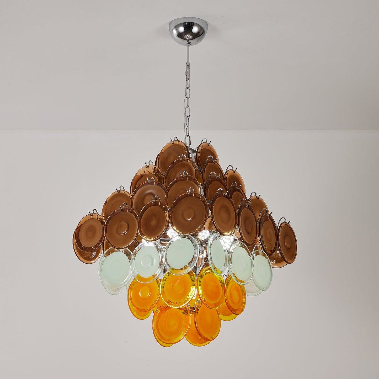 Elegant Retro Glass Disc Chandelier with Adjustable Height & LED Compa