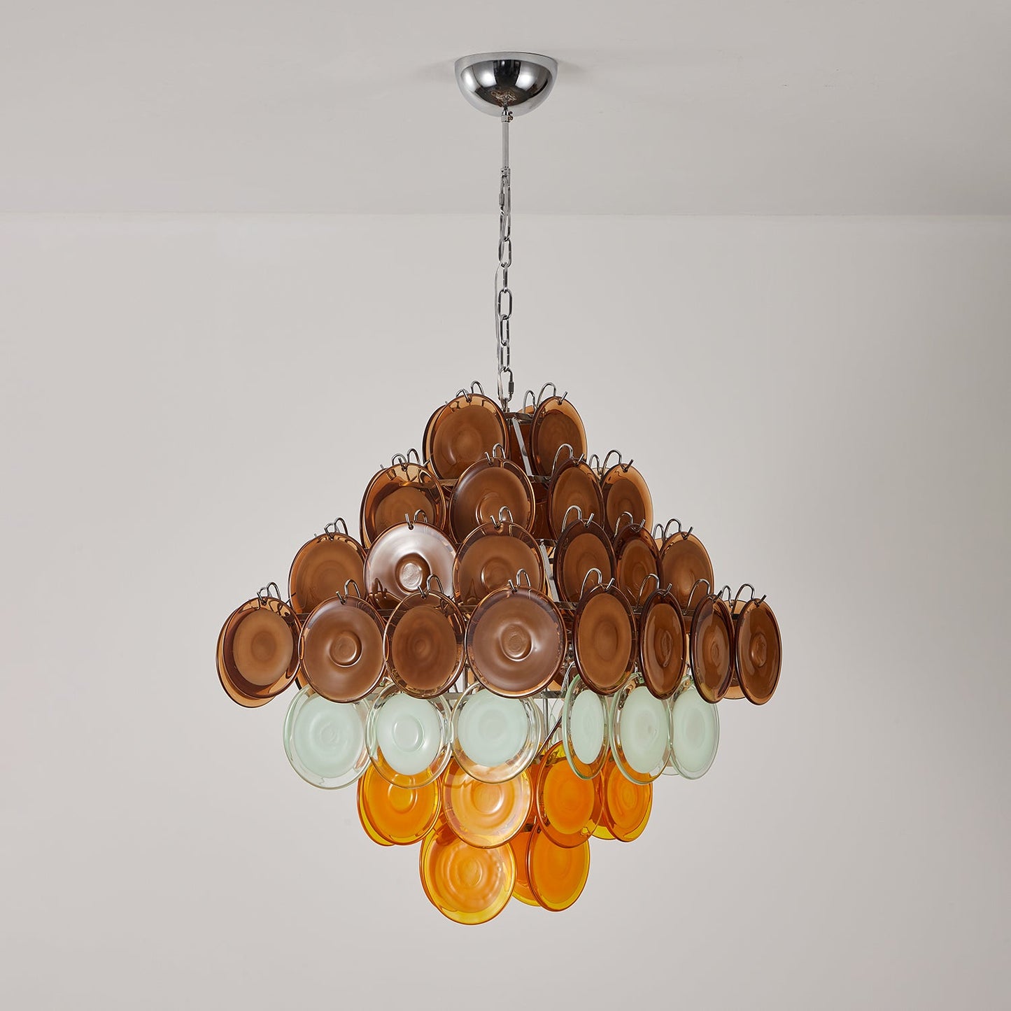 Elegant Retro Glass Disc Chandelier with Adjustable Height & LED Compa