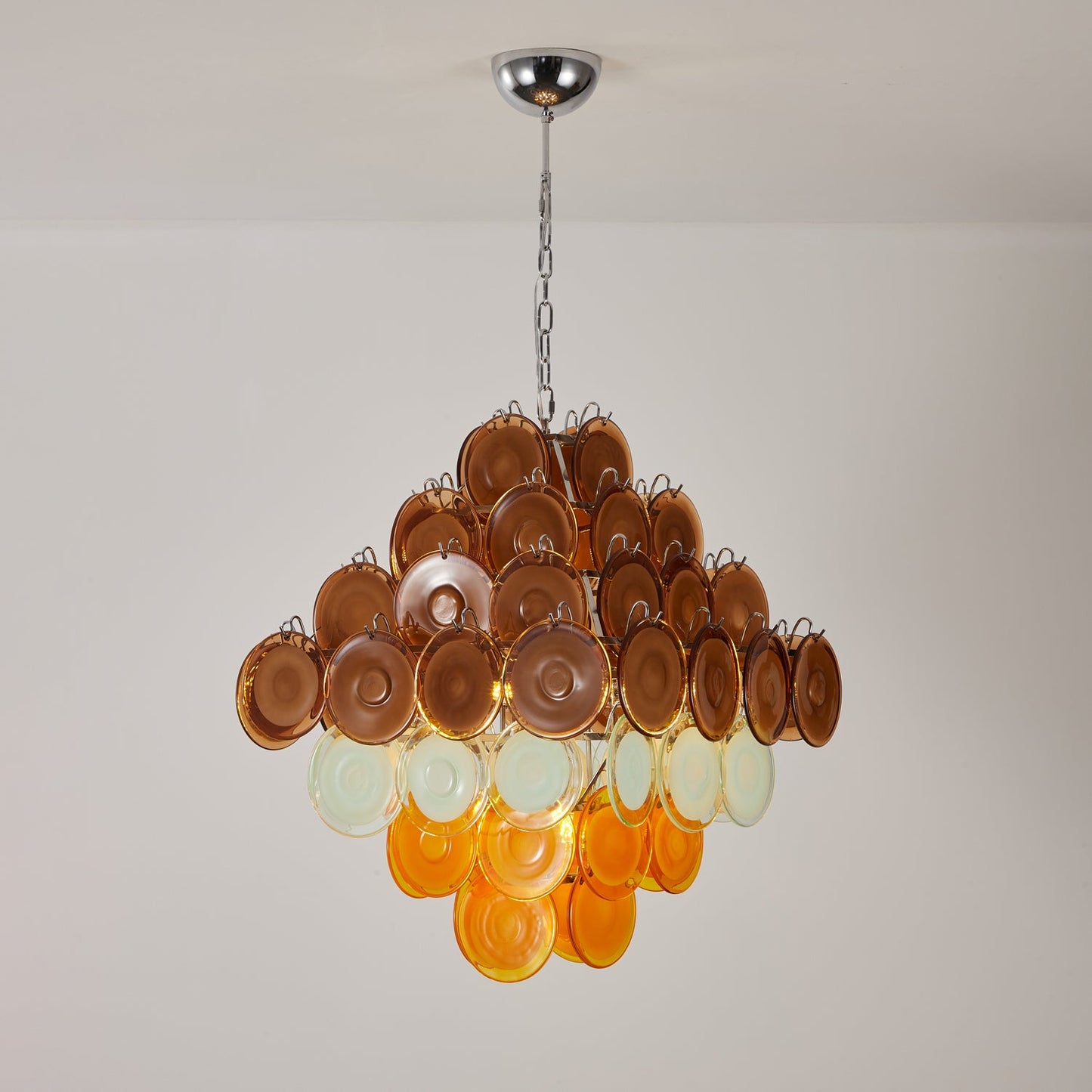 Elegant Retro Glass Disc Chandelier with Adjustable Height & LED Compa