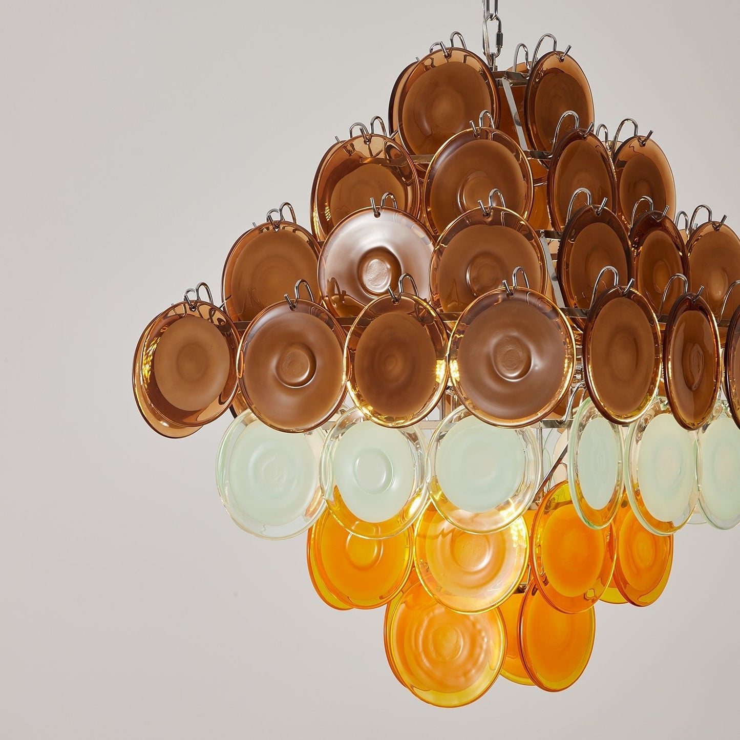 Elegant Retro Glass Disc Chandelier with Adjustable Height & LED Compa