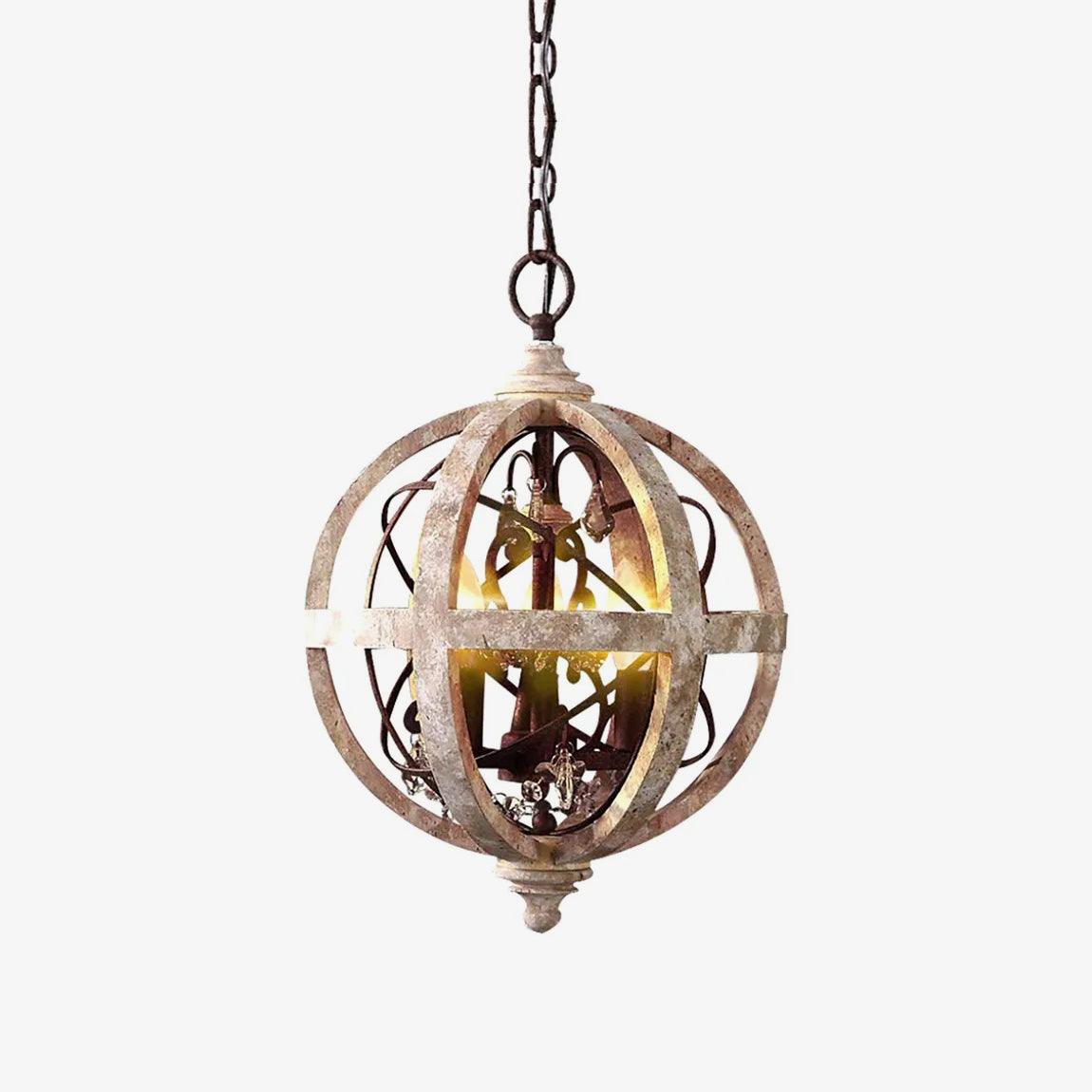 Vintage Globe Weathered Chandelier with Adjustable Brightness & Unique