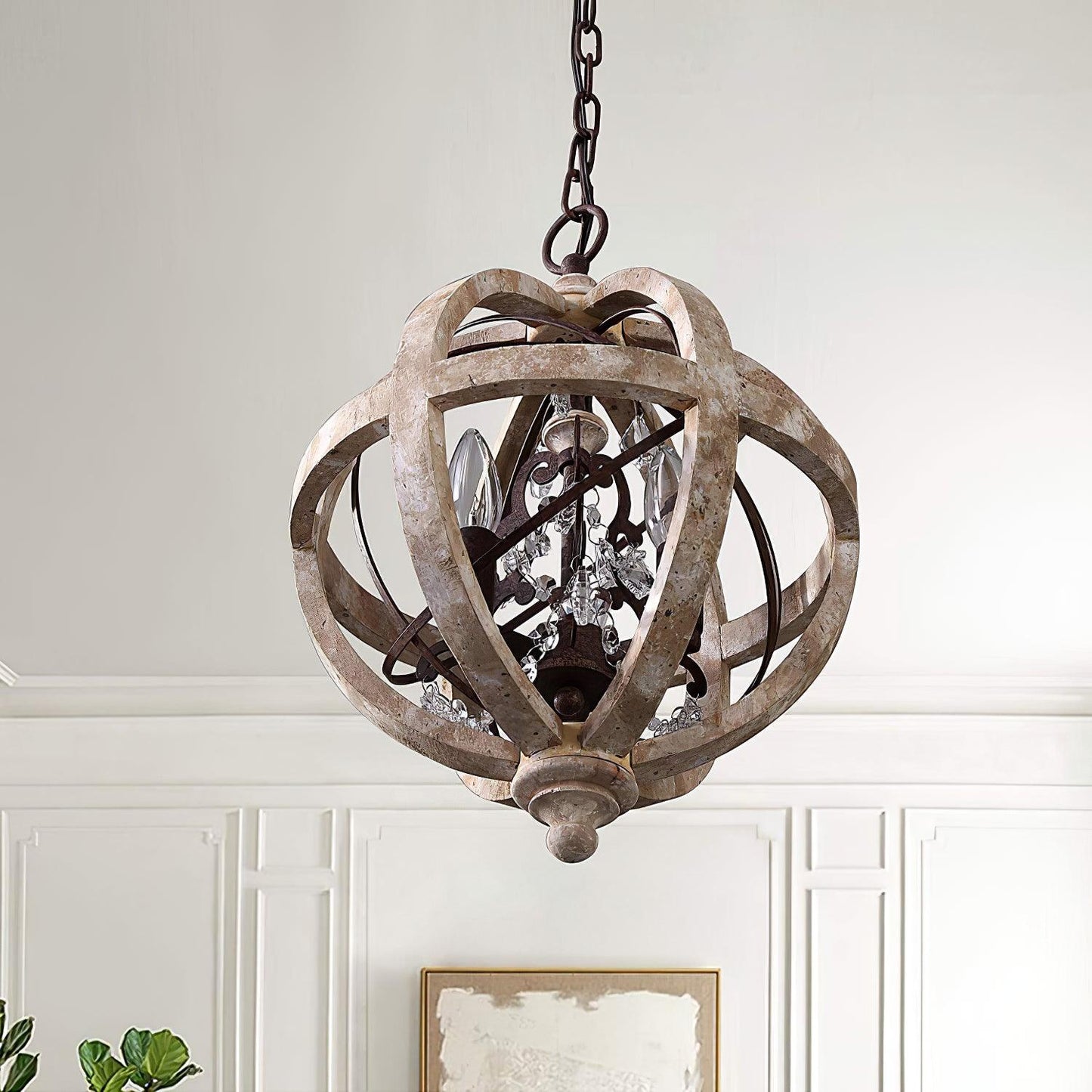 Vintage Globe Weathered Chandelier with Adjustable Brightness & Unique