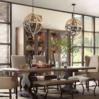 Vintage Globe Weathered Chandelier with Adjustable Brightness & Unique