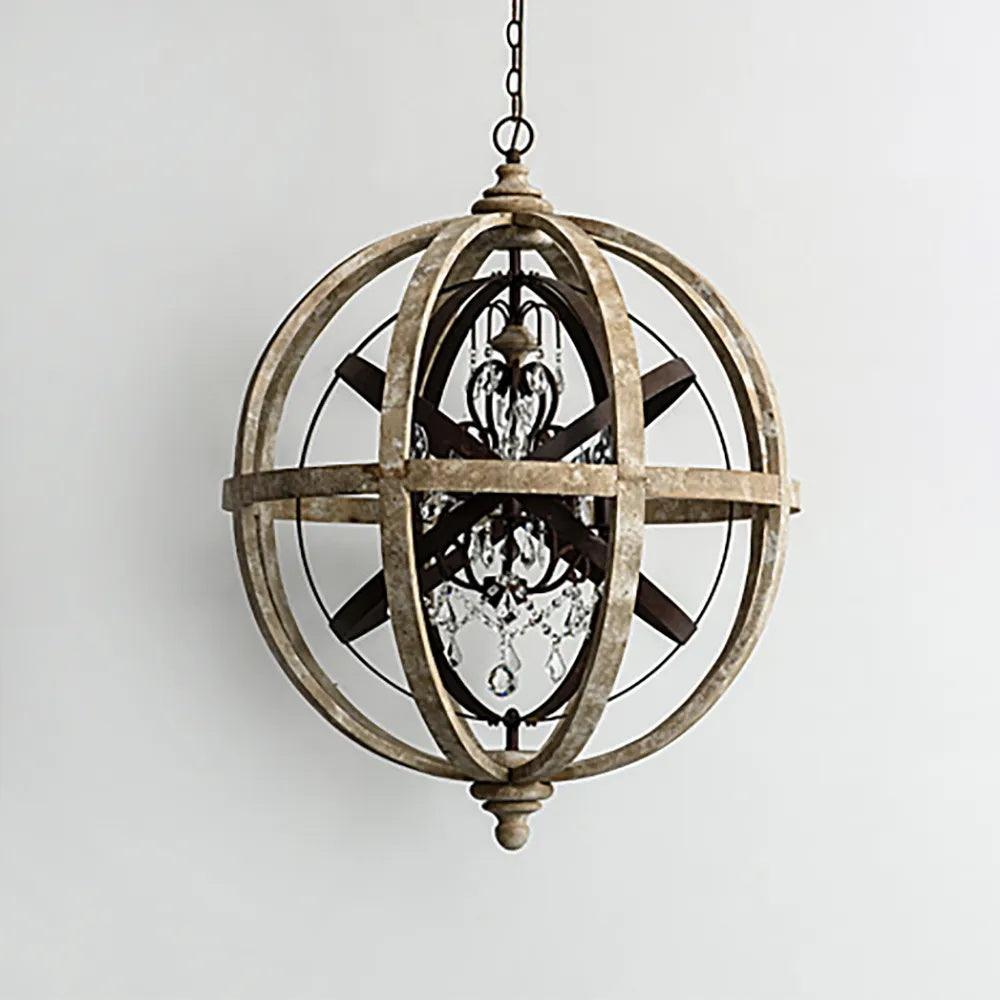Vintage Globe Weathered Chandelier with Adjustable Brightness & Unique