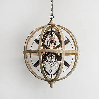 Vintage Globe Weathered Chandelier with Adjustable Brightness & Unique