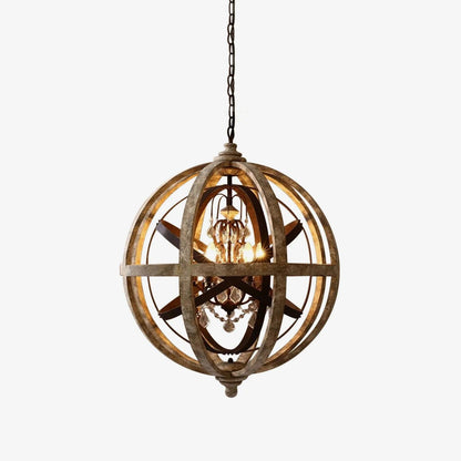 Vintage Globe Weathered Chandelier with Adjustable Brightness & Unique