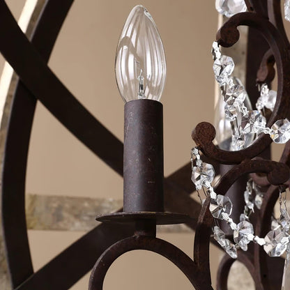 Vintage Globe Weathered Chandelier with Adjustable Brightness & Unique