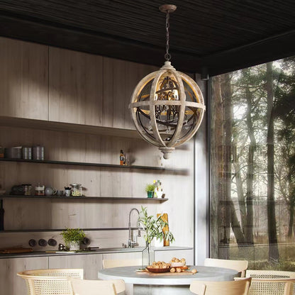 Vintage Globe Weathered Chandelier with Adjustable Brightness & Unique