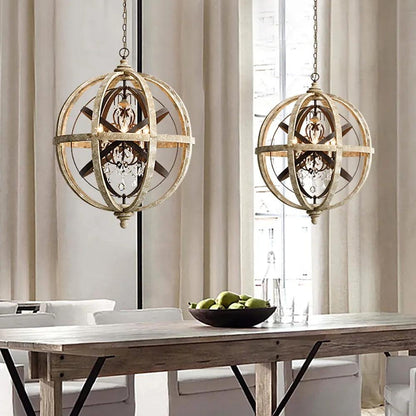Vintage Globe Weathered Chandelier with Adjustable Brightness & Unique