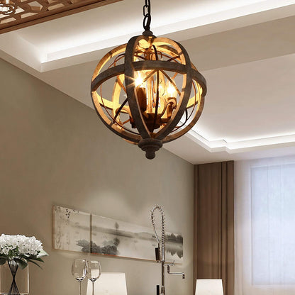 Vintage Globe Weathered Chandelier with Adjustable Brightness & Unique