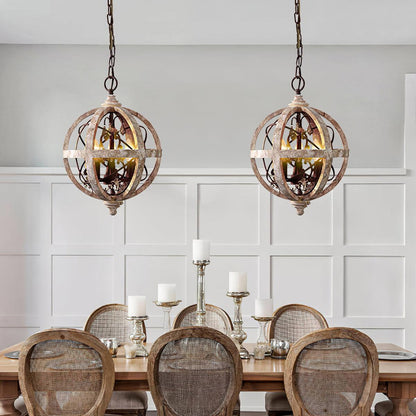 Vintage Globe Weathered Chandelier with Adjustable Brightness & Unique