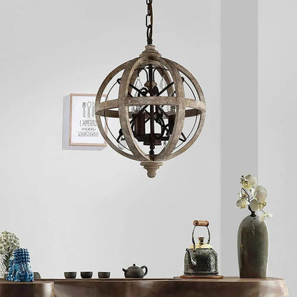 Vintage Globe Weathered Chandelier with Adjustable Brightness & Unique