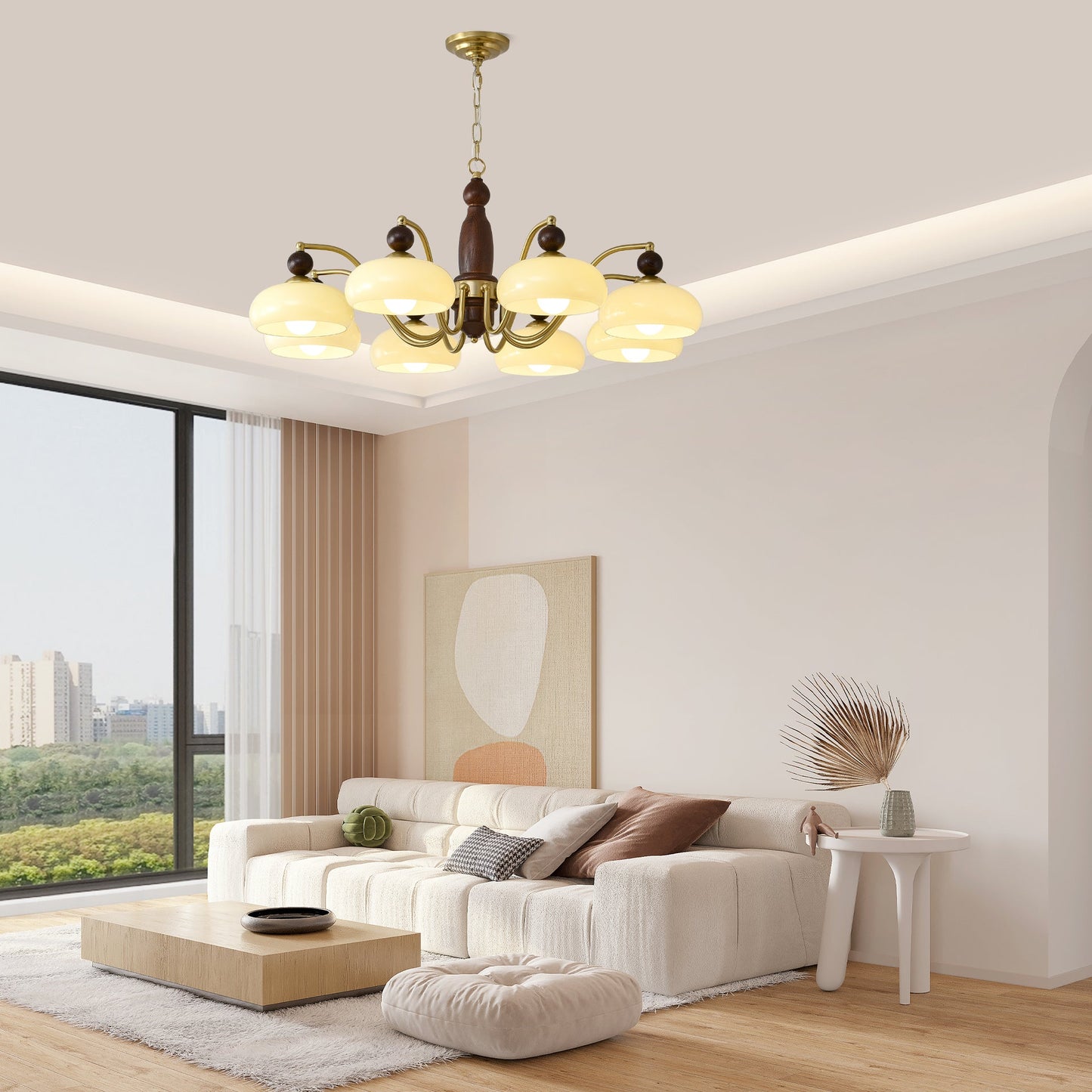 Revival Crown Chandelier - Elegant Design with Adjustable Height & LED