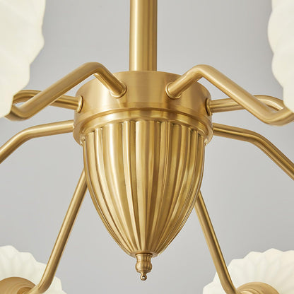 Ribbed Glass Ball Chandelier - Elegant Design with Adjustable Height