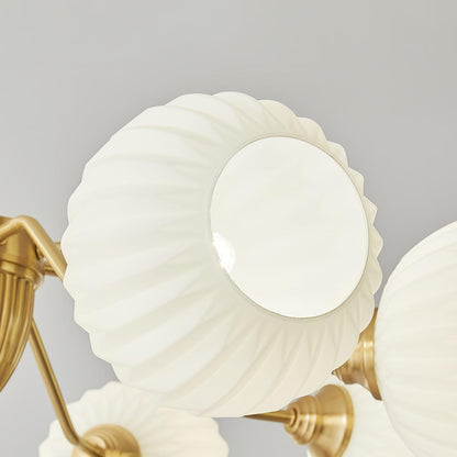 Ribbed Glass Ball Chandelier - Elegant Design with Adjustable Height