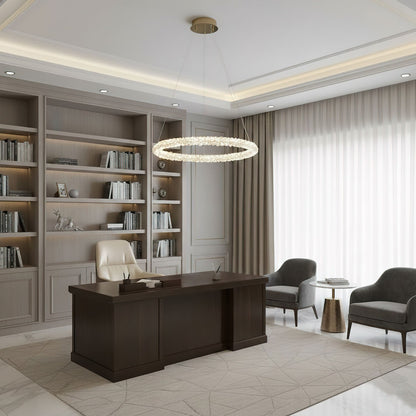 Elegant Ring Crystal Chandelier - Dimmable, Energy-Efficient Lighting