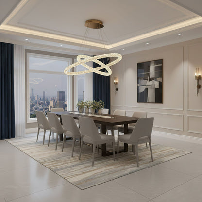 Elegant Ring Crystal Chandelier - Dimmable, Energy-Efficient Lighting