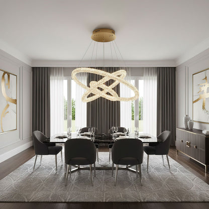 Elegant Ring Crystal Chandelier - Dimmable, Energy-Efficient Lighting