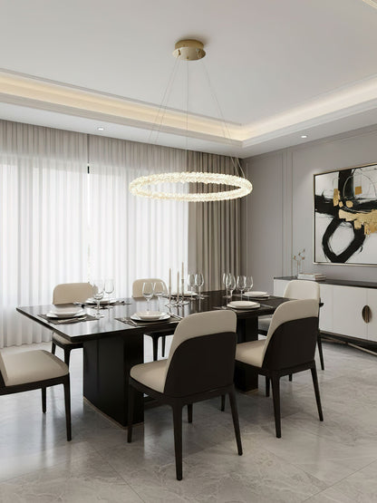 Elegant Ring Crystal Chandelier - Dimmable, Energy-Efficient Lighting