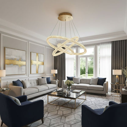 Elegant Ring Crystal Chandelier - Dimmable, Energy-Efficient Lighting