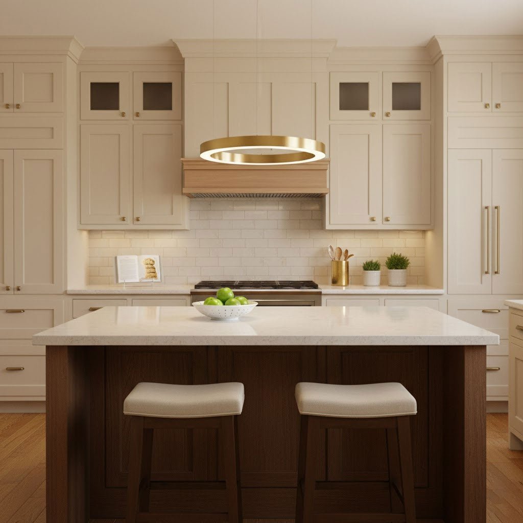 Modern Ring LED Pendant Light - Dimmable, Adjustable Height