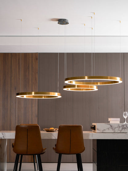 Modern Ring LED Pendant Light - Dimmable, Adjustable Height