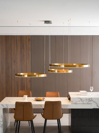 Modern Ring LED Pendant Light - Dimmable, Adjustable Height