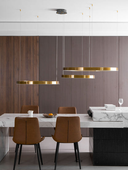 Modern Ring LED Pendant Light - Dimmable, Adjustable Height