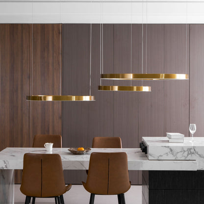 Modern Ring LED Pendant Light - Dimmable, Adjustable Height