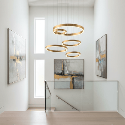Modern Ring LED Pendant Light - Dimmable, Adjustable Height