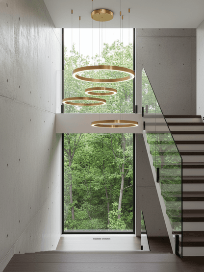 Modern Ring LED Pendant Light - Dimmable, Adjustable Height