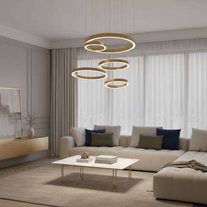 Modern Ring LED Pendant Light - Dimmable, Adjustable Height