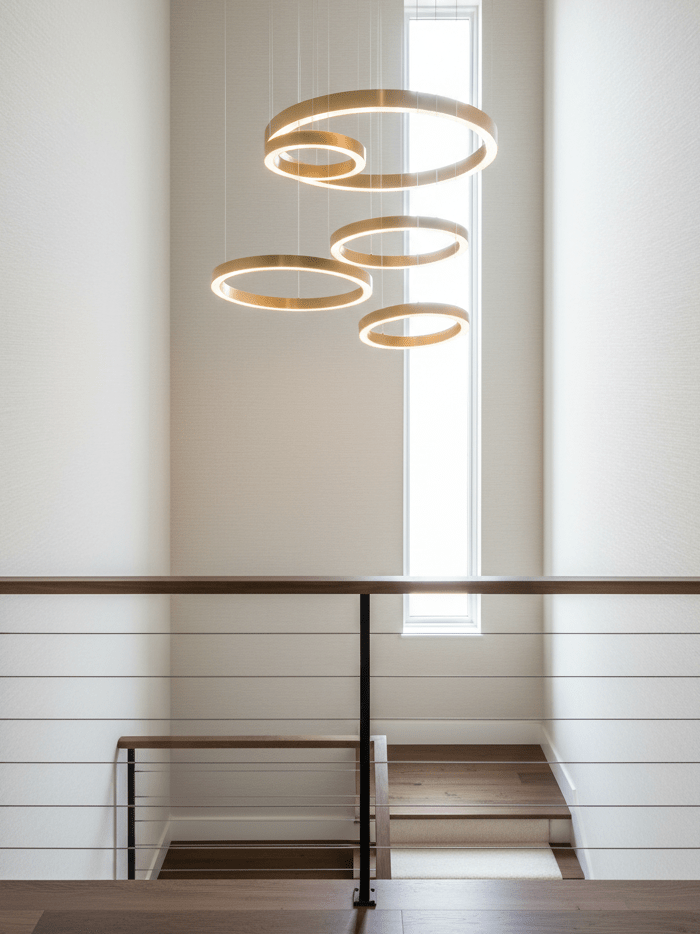 Modern Ring LED Pendant Light - Dimmable, Adjustable Height