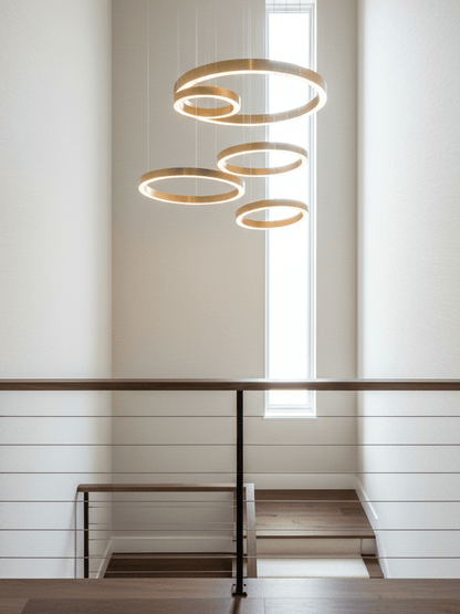 Modern Ring LED Pendant Light - Dimmable, Adjustable Height