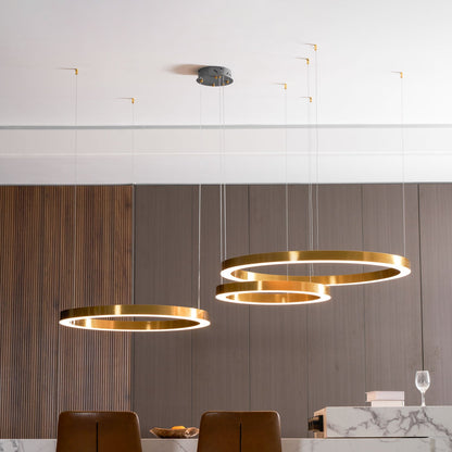 Modern Ring LED Pendant Light - Dimmable, Adjustable Height