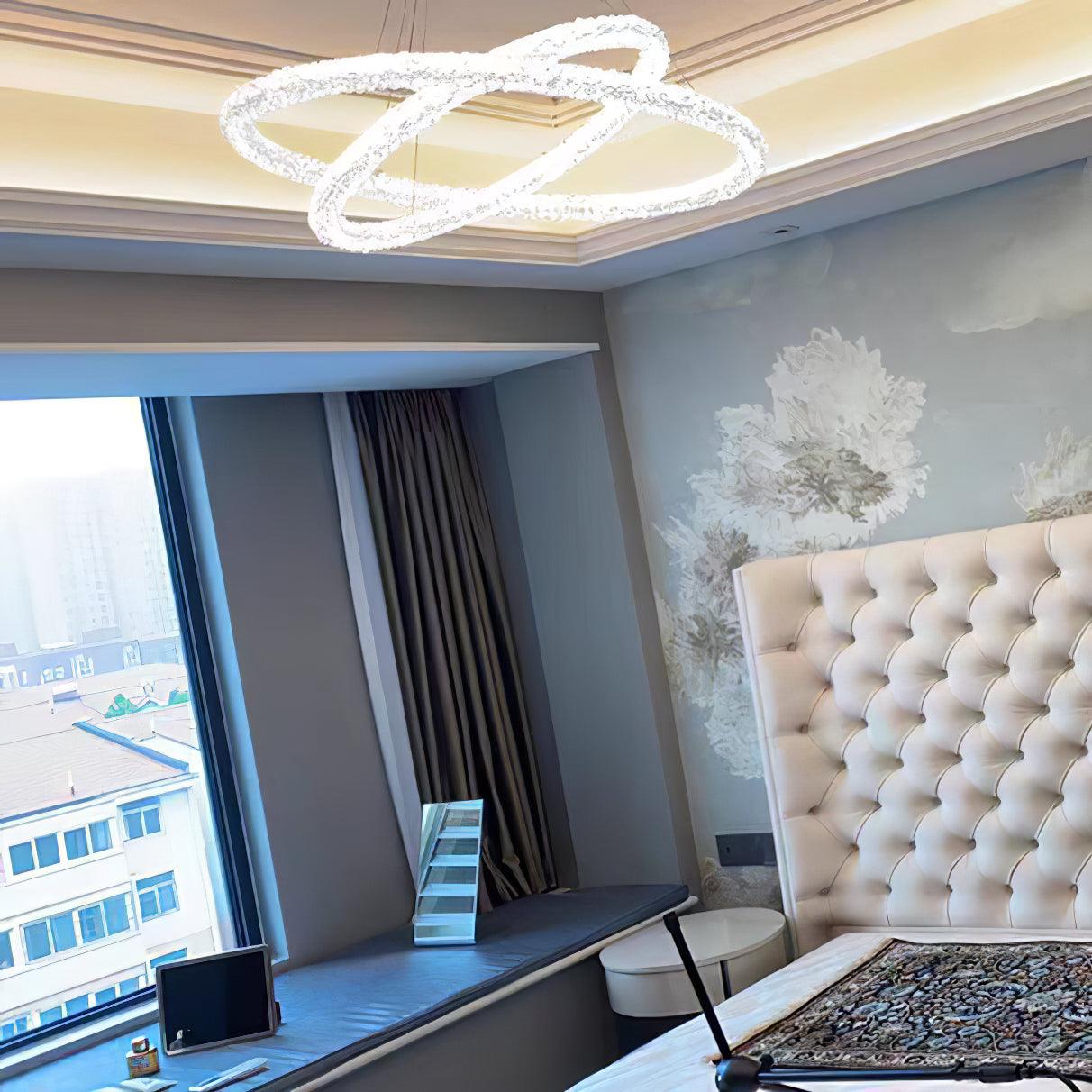 Elegant Ring Crystal Chandelier - Dimmable, Energy-Efficient Lighting