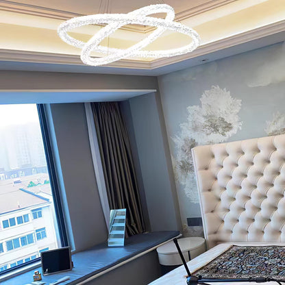 Elegant Ring Crystal Chandelier - Dimmable, Energy-Efficient Lighting