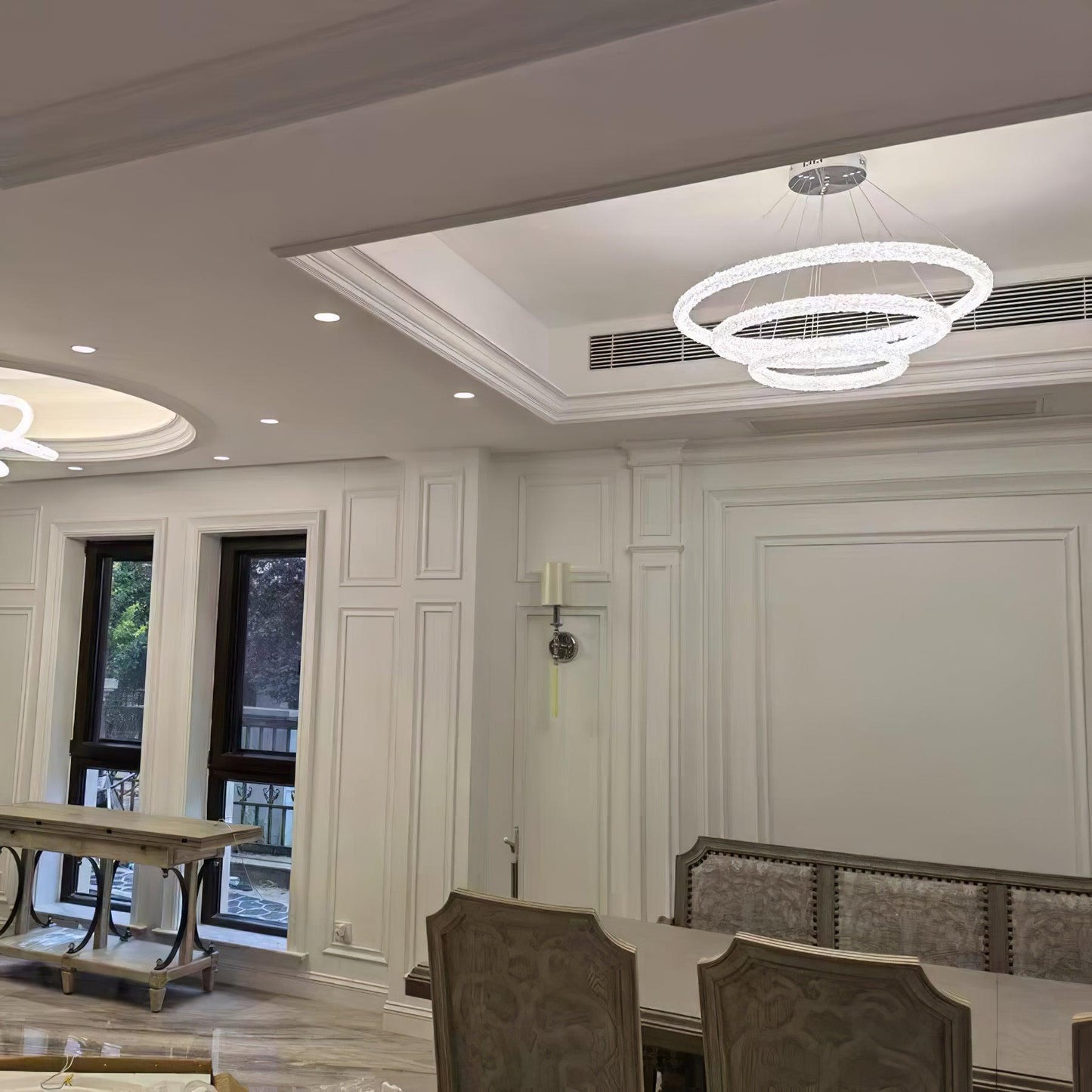 Elegant Ring Crystal Chandelier - Dimmable, Energy-Efficient Lighting