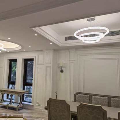 Elegant Ring Crystal Chandelier - Dimmable, Energy-Efficient Lighting