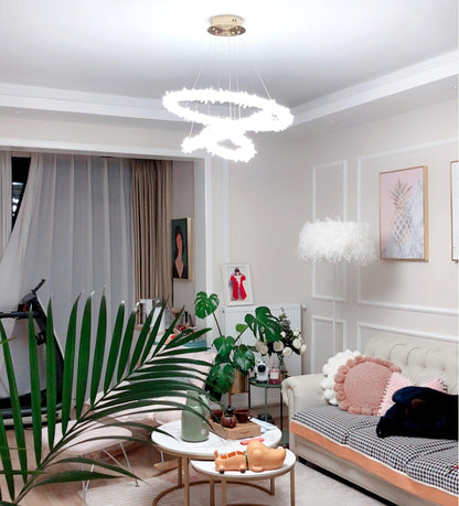 Elegant Ring Crystal Chandelier - Dimmable, Energy-Efficient Lighting