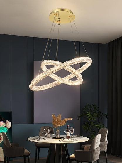 Elegant Ring Crystal Chandelier - Dimmable, Energy-Efficient Lighting