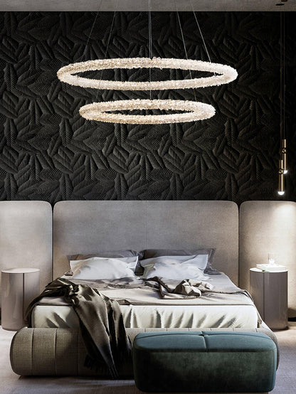 Elegant Ring Crystal Chandelier - Dimmable, Energy-Efficient Lighting