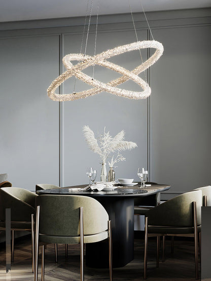 Elegant Ring Crystal Chandelier - Dimmable, Energy-Efficient Lighting