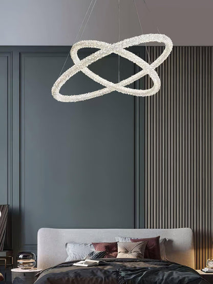Elegant Ring Crystal Chandelier - Dimmable, Energy-Efficient Lighting