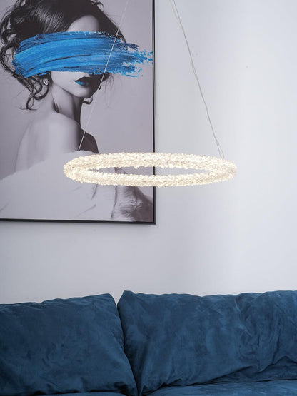 Elegant Ring Crystal Chandelier - Dimmable, Energy-Efficient Lighting